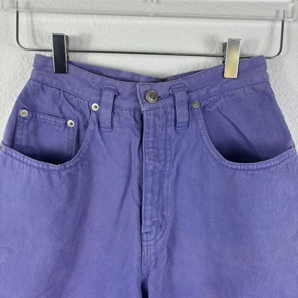 Vintage Unionbay Womens Long Shorts 9/10 24 Purple Denim 90s Bermuda Jorts Baggy